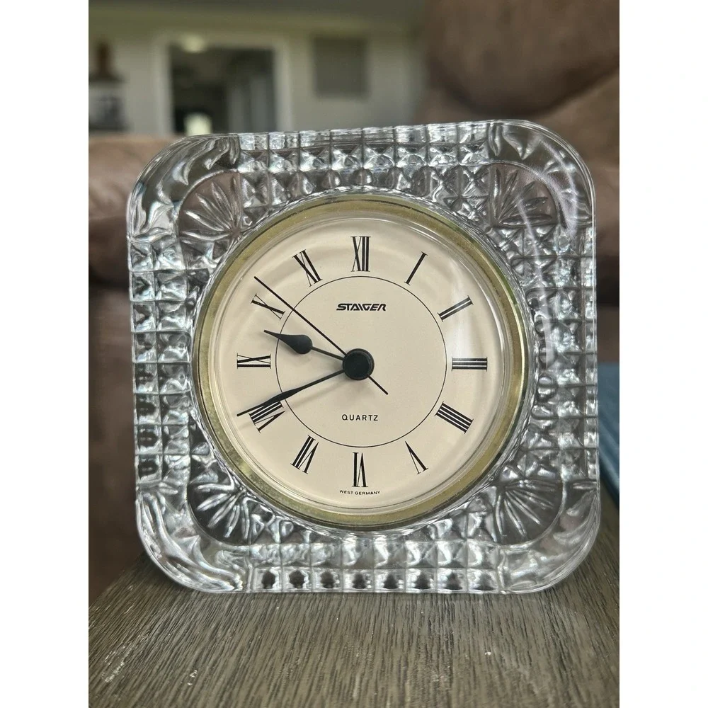 Vintage Staiger Quartz West Germany Lead‎ Crystal France Desk Clock